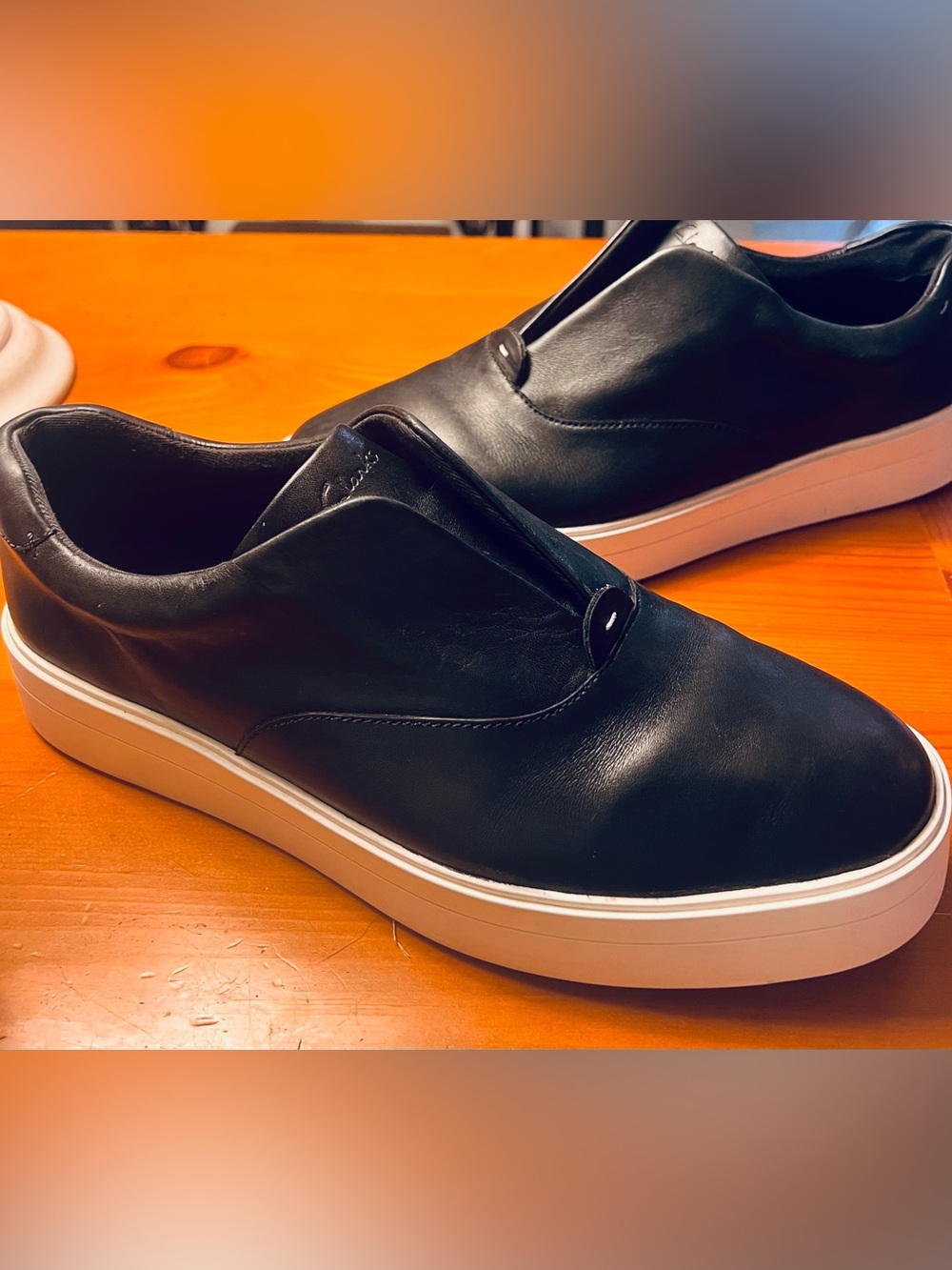 Clark’s Women's Hero Step Black Slip-On Leather Sneakers